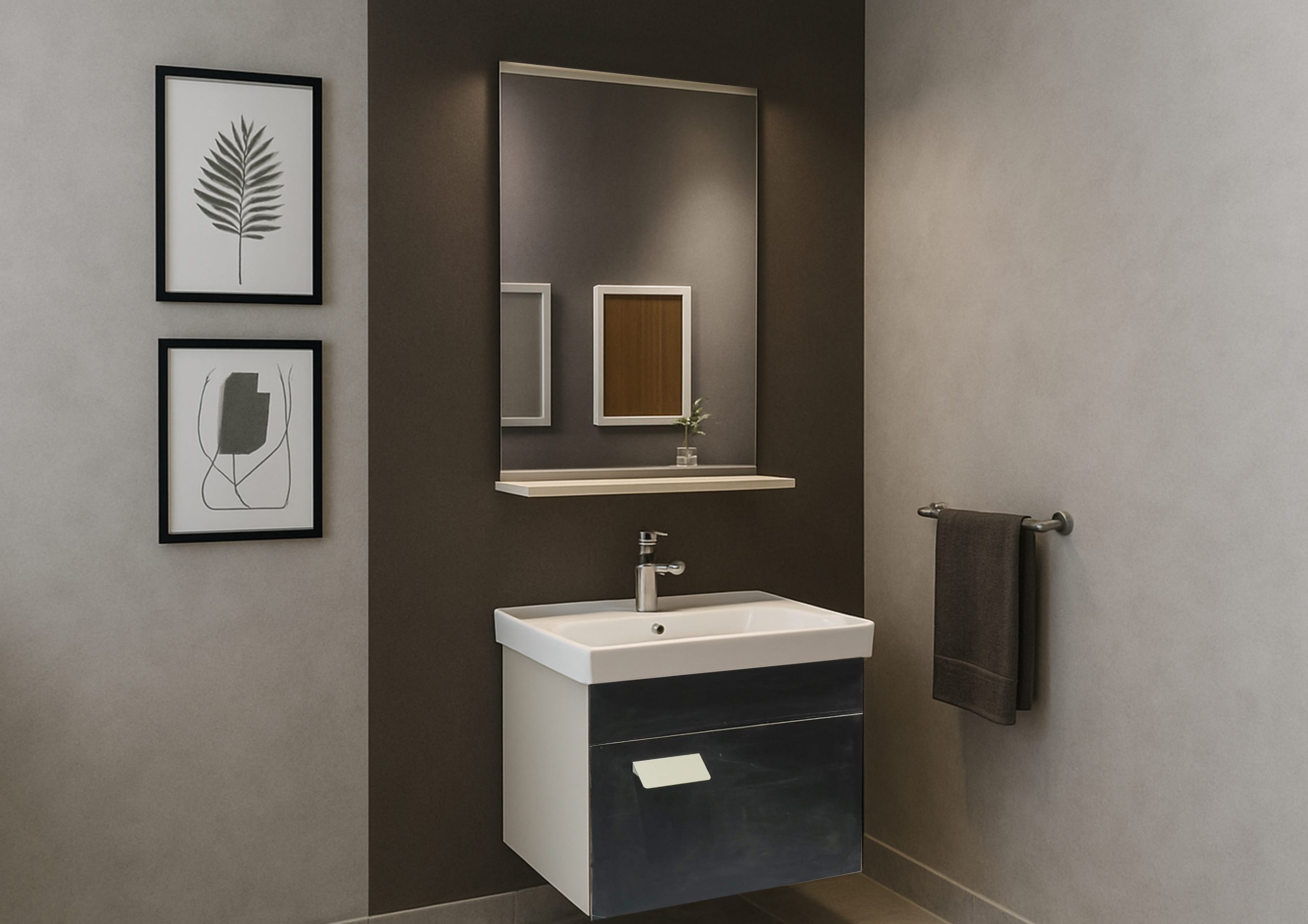 MEUBLE SALLE DEBAIN 500*360*450MM-MIROIR480*630*15MM REF: 6520-20-C017