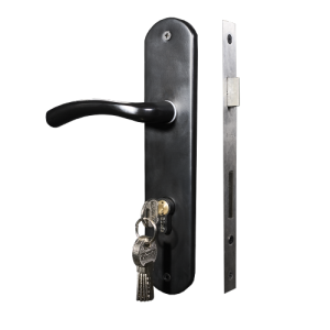 SERRURE COMPLETE EN ALU-NOIR-85MM+5 CLES "BRICODIS" REF:M8904-BK6BK