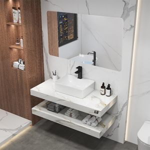 MEUBLE SDB 100*50*8CM-DOUBLE + MIROIR LED 100*60CM REF:IB-045