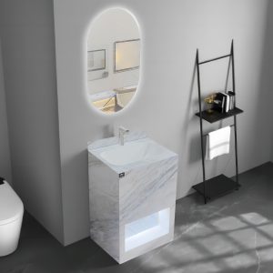 MEUBLE SDB 50*50*80CM AVEC DETECTION+ MIROIR LED 50*70CM REF:IB-056