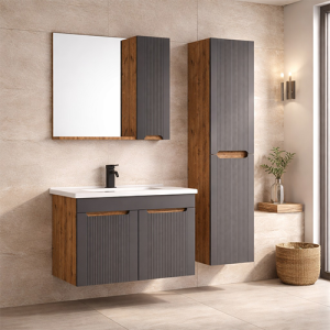 MEUBLE DE SALLE DE BAIN & MIROIR "ARMADEO" REF:ALIZE 80CM- CABINET & MIRROR