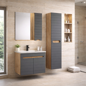 MEUBLE DE SALLE DE BAIN & MIROIR "ARMADEO" REF:TUTKU 65CM