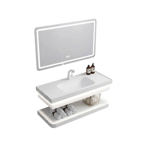 MEUBLE DE SALLE DE BAINS AVEC VASQUE, MIROIR ET ÉTAGÈRE 1000x600MM