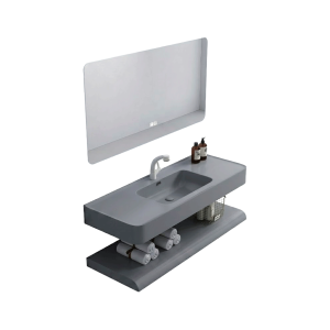MEUBLE DE SALLE DE BAINS AVEC VASQUE, MIROIR ET ÉTAGÈRE 1200x600MM