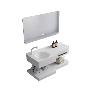 MEUBLE DE SALLE DE BAINS AVEC VASQUE, MIROIR ET ÉTAGÈRE 1000x600MM