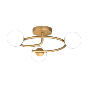 PLAFONNIER ACIER CUIVRÉ 3 VERRES OPAL Ø130 MM