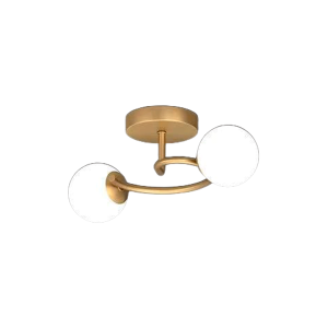 PLAFONNIER ACIER CUIVRÉ 2 VERRES OPAL Ø130 MM