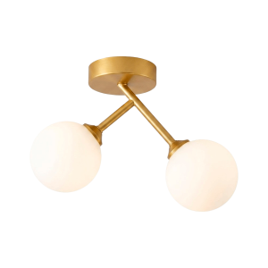 PLAFONNIER DESIGN ARTISTIQUE EN ACIER DORÉ À 2 LUMIÈRES
