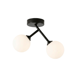 PLAFONNIER DESIGN ARTISTIQUE EN ACIER NOIR À 2 LUMIÈRES