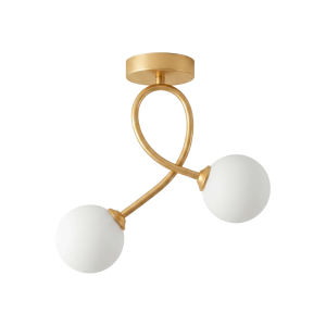 PLAFONNIER DESIGN ARTISTIQUE EN ACIER DORÉ À 2 LUMIÈRES